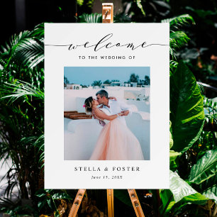 Elegante Eenvoudige Calligrafie Foto Bruiloft Welk Poster