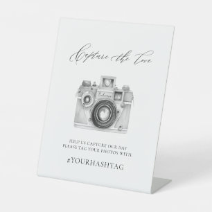 Elegante eenvoudige Capture The Love Wedding Hasht Reclamebord Met Voetstuk