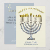 Elegante eenvoudige Chanoeka Waterverf Menorah lic Kaart (Voorkant / Achterkant)