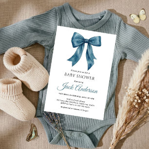 Elegante Eenvoudige Chic Blauwe Strik Jongens Baby Kaart