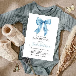 Elegante Eenvoudige Chic Blauwe Strik Jongens Baby Kaart