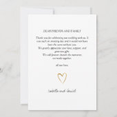 Elegante Eenvoudige Chic Script Liefde met Hart We Bedankkaart (Achterkant)