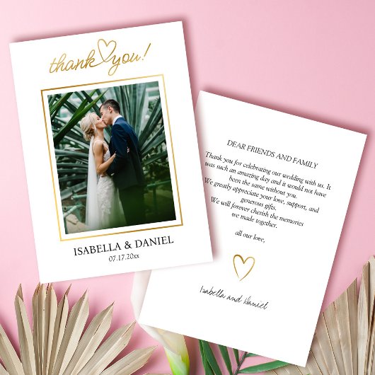 Elegante Eenvoudige Chic Script Liefde met Hart We Bedankkaart