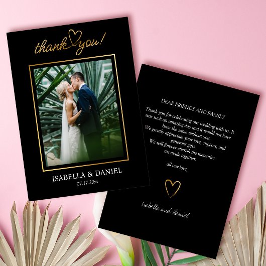 Elegante Eenvoudige Chic Script Liefde met Hart We Bedankkaart