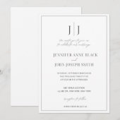 Elegante Eenvoudige Chic Zwart & Wit bruiloft Uitn Feestdagenkaart (Voorkant / Achterkant)