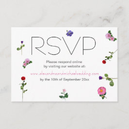 Elegante eenvoudige chique bloemenbruiloft RSVP Informatiekaartje