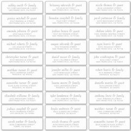 Elegante eenvoudige chique bruiloft gastnamen adre sticker