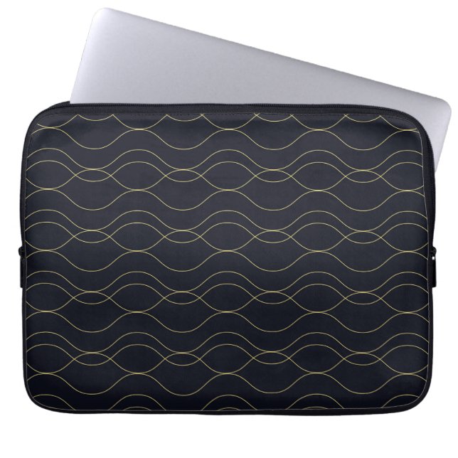 Elegante, eenvoudige, coole, trendy golvende illus laptop sleeve (Voorkant)