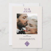 Elegante Eenvoudige Cream Royal Paarse Lavendel We Kaart (Achterkant)