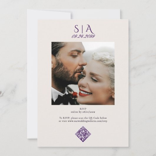 Elegante Eenvoudige Cream Royal Paarse Lavendel We Kaart (Achterkant)