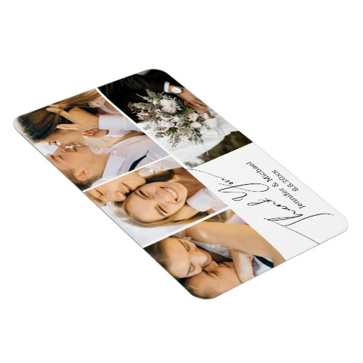 Elegante eenvoudige dank u, bruiloft 4 foto's coll magneet (Rechterzijde)