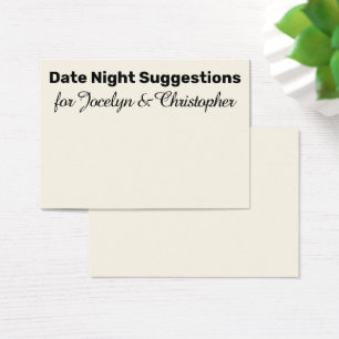 Elegante, Eenvoudige Datum Nacht Suggesties Crème Visitekaartje