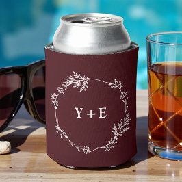 Elegante Eenvoudige Diepe Burgundy Monogrammet Tro Blikjeskoeler