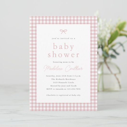 Elegante Eenvoudige Dusty Roze Meisjes Baby shower Kaart (Staand voorkant)