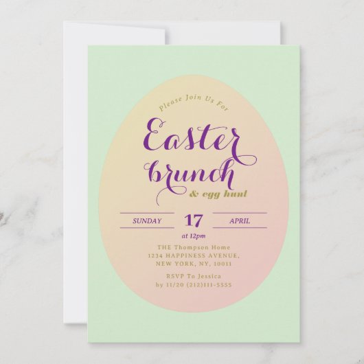 Elegante Eenvoudige Easter Brunch Egg Hunt Groen P Kaart (Voorkant)