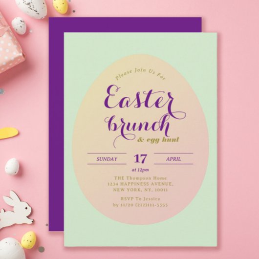 Elegante Eenvoudige Easter Brunch Egg Hunt Groen P Kaart