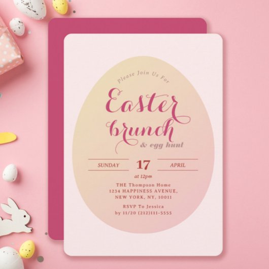 Elegante Eenvoudige Easter Brunch Egg Hunt Zacht R Kaart