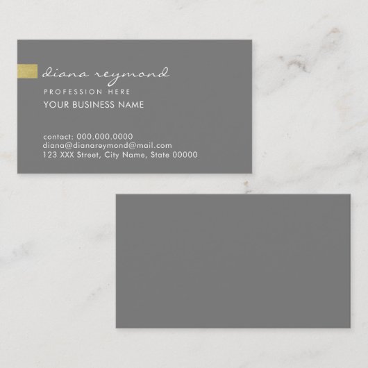 Elegante eenvoudige eenvoudige basic grijs profess visitekaartje (Voorkant / Achterkant)