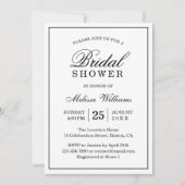 Elegante Eenvoudige Effen Zwarte en Witte Bruidsdo Kaart (Voorkant)