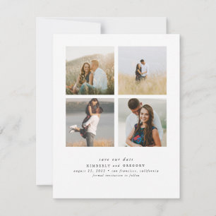 Elegante eenvoudige en Schattigee vier foto's Sla  Save The Date