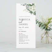 Elegante Eenvoudige Eucalyptus Groen Trouwprogramm Kaart (Staand voorkant)