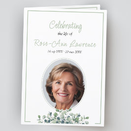 Elegante eenvoudige eucalyptus groene begrafenis g programma