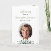 Elegante eenvoudige eucalyptus groene begrafenis g programma (Voorkant)