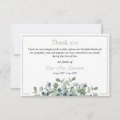 Elegante eenvoudige eucalyptus groene sympathie be bedankkaart (Voorkant)