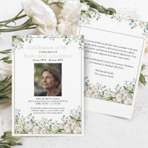 Elegante Eenvoudige Eucalyptus Witte Roos Foto Fun Kaart