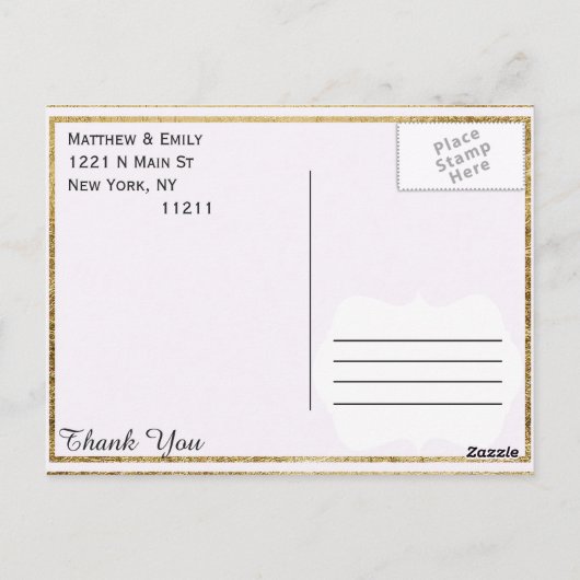 Elegante Eenvoudige Faux Gouden Omtrek en Wit Briefkaart (Achterkant)