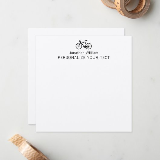 Elegante Eenvoudige Fiets Retro Persoonlijke Brief Notitiekaartje (Voorkant / Achterkant in situ)