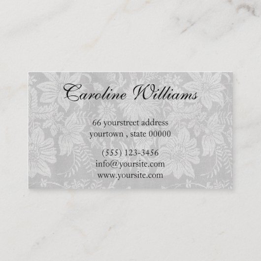 Elegante eenvoudige  florale damast visitekaartje (Achterkant)