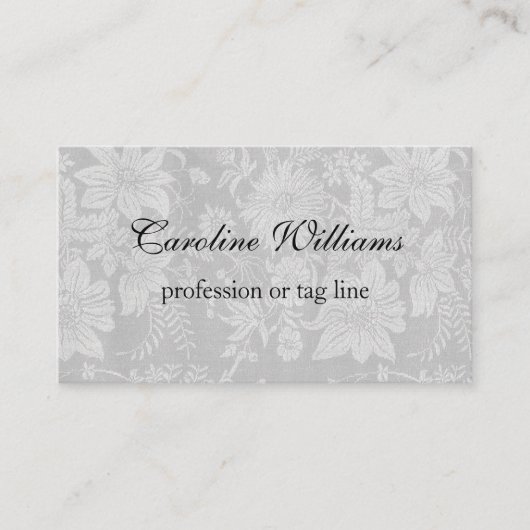 Elegante eenvoudige florale damast visitekaartje (Voorkant)