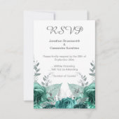 ELEGANTE EENVOUDIGE FLORALE GROENE METALLIGE RSVP KAART (Voorkant)