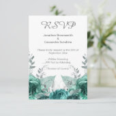 ELEGANTE EENVOUDIGE FLORALE GROENE METALLIGE RSVP KAART (Staand voorkant)