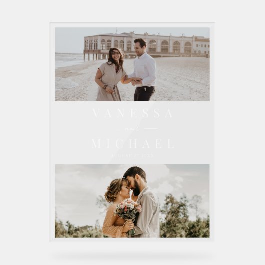 Elegante eenvoudige foto bruiloft acryl bord (Voorkant)