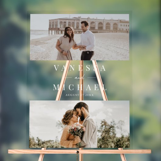 Elegante eenvoudige foto bruiloft acryl bord (Neutraal)