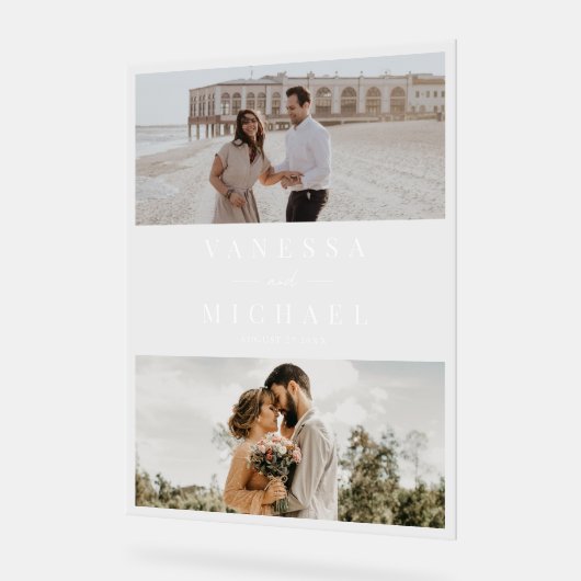 Elegante eenvoudige foto bruiloft acryl bord (Hoek)