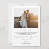 Elegante eenvoudige foto bruiloft bedankkaart (Achterkant)