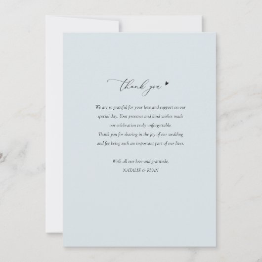 Elegante eenvoudige foto bruiloft Dank u Bedankkaart (Achterkant)