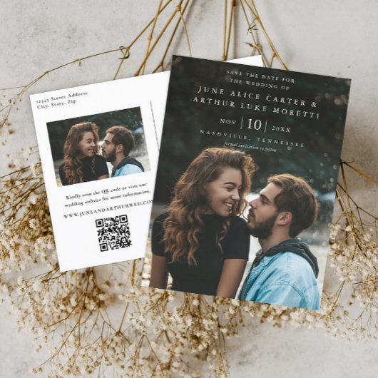 Elegante eenvoudige foto bruiloft Save the Date Briefkaart