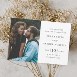 Elegante Eenvoudige Foto Bruiloft Save the Date Kaart
