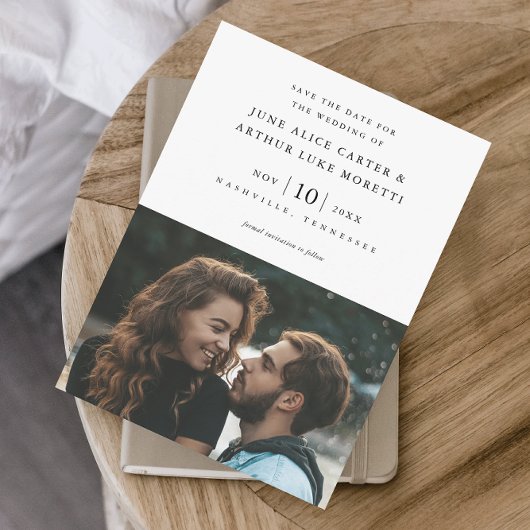 Elegante eenvoudige foto bruiloft Save the Date Kaart