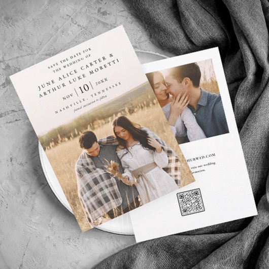 Elegante eenvoudige foto bruiloft Save the Date Kaart