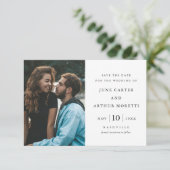 Elegante eenvoudige foto bruiloft Save the Date Kaart (Staand voorkant)