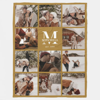 Elegante Eenvoudige Foto Collage Herfst Tones Keep Fleece Deken