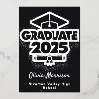 Elegante Eenvoudige Foto Graduation Party Modern z Folie Uitnodiging