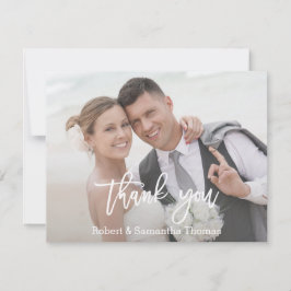 Elegante Eenvoudige Foto Huwelijk Typografie Bedankkaart