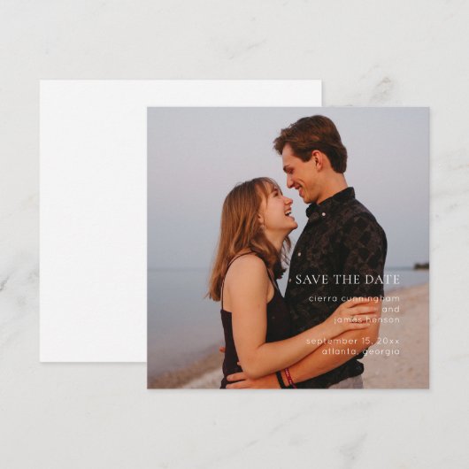 Elegante eenvoudige foto save the date (Voorkant / Achterkant)