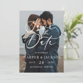 Elegante eenvoudige foto Sla het datumscript op Kaart (Staand voorkant)